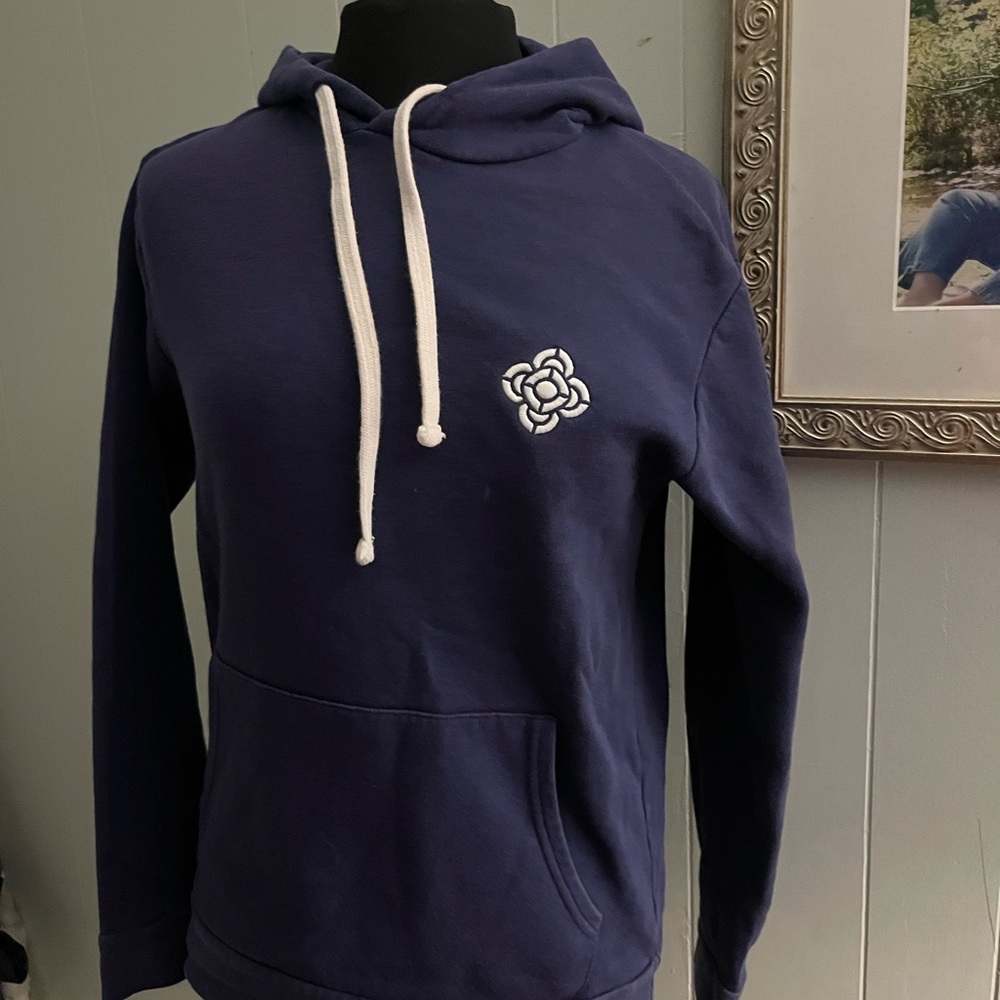 Next Level Apparel Navy Hoodie with White Floral Design